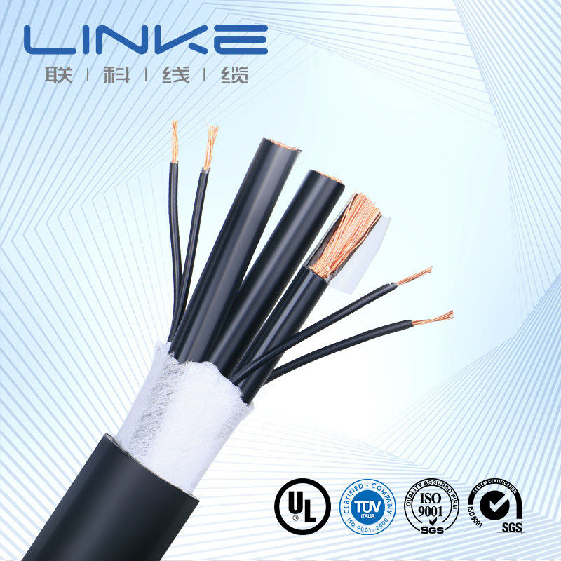 Cable coaxial en PVC noir de la série RG6 / Rg58 / Rg11 / Rg59 pour la vidéo surveillance