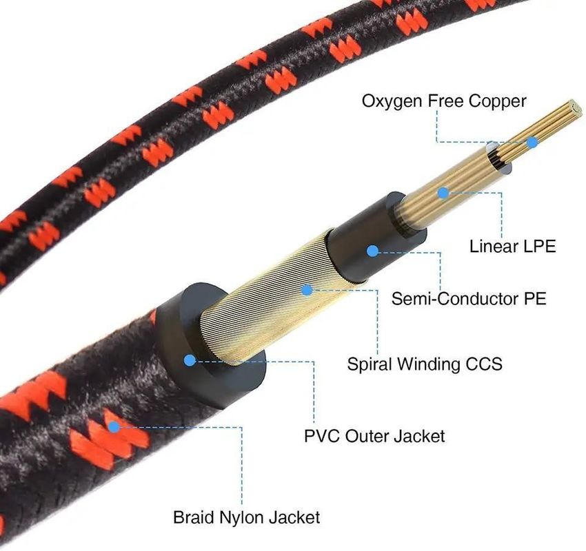 Des câbles de guitare électriques en tweed 6.35 mm avec technologie silencieuse pour audio professionnel