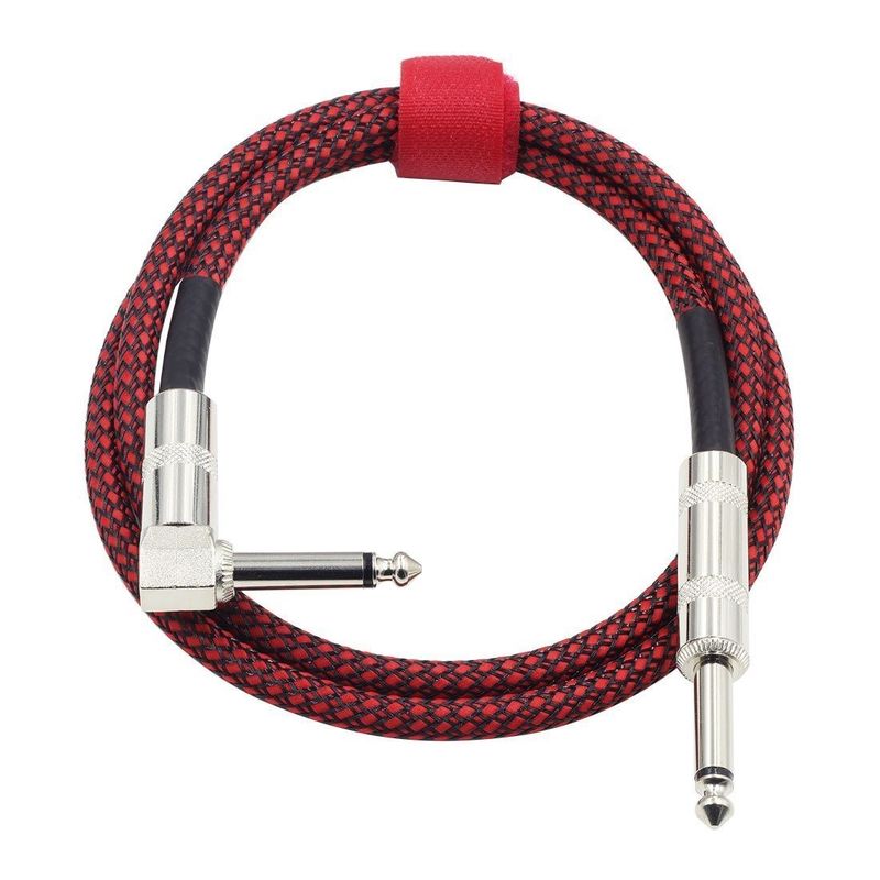 Cable de guitare électrique à angle droit tressé de 6,35 mm pour instruments audio professionnels