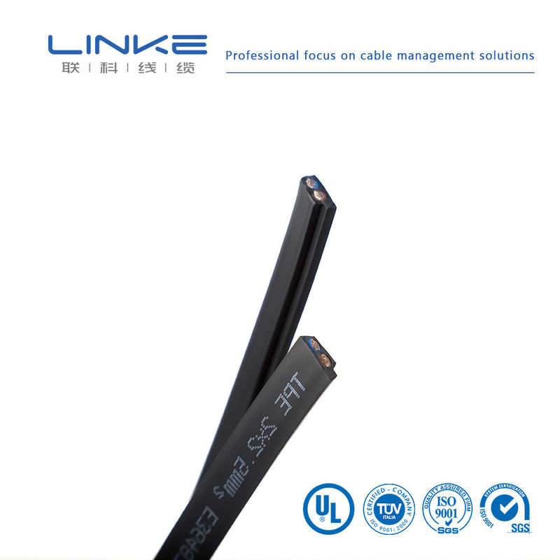 Câble d'alimentation flexible en caoutchouc pour semi-conducteurs à 2 conducteurs plats avec cuivre étamé et isolation en PVC pour applications 300V