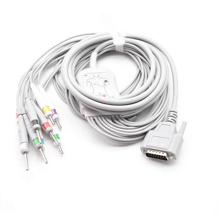 Câble ECG avec gaine en TPU, âme en cuivre étamé et options de personnalisation pour équipement médical