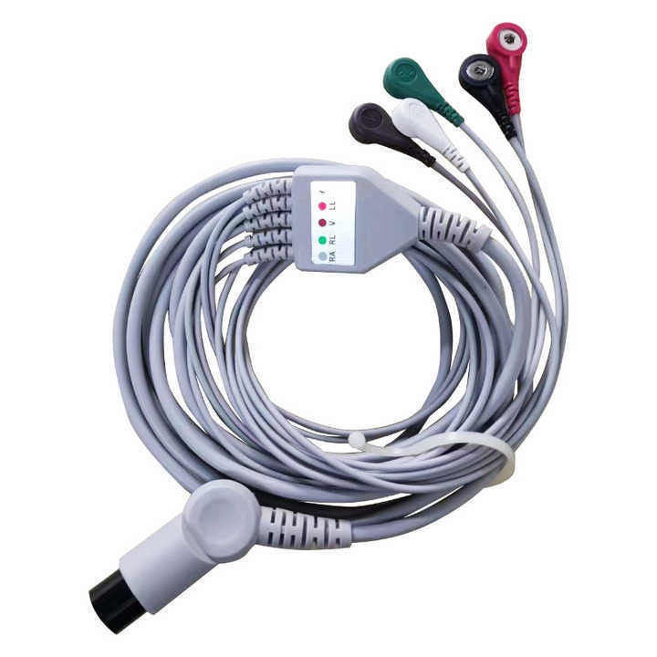 Matériau d'isolation TPU 3/5 Cable ECG plomb pour le patient Rainbow Fil de moniteur pour les équipements de diagnostic in vitro