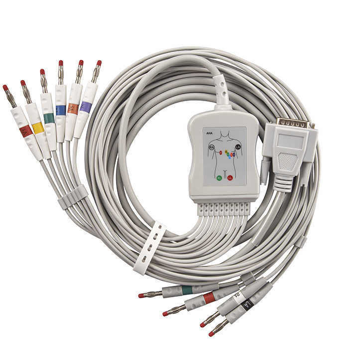 Matériau d'isolation TPU 3/5 Cable ECG plomb pour le patient Rainbow Fil de moniteur pour les équipements de diagnostic in vitro