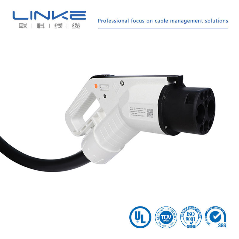 Cable de chargeur de véhicule électrique noir de type 2 à type 2 32A 11kw 3 phases avec jaquette en silicone