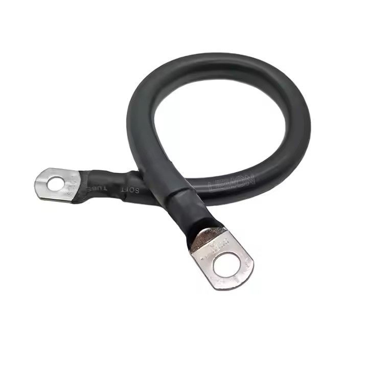 Cable de batterie personnalisé AWG noir de calibre 2 fil de cuivre pour l'énergie solaire, marine, onduleur