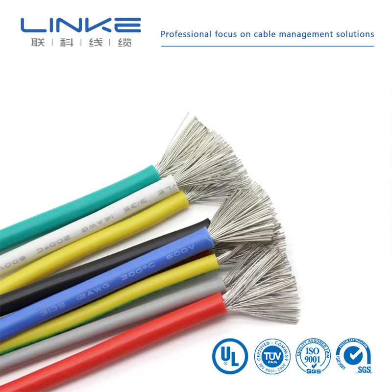 UL3135 Fil de caoutchouc de silicone 30 28 26 24 22 20 18 16 14 12 10 AWG Cable d'éclairage de lampe à LED en cuivre souple isolé