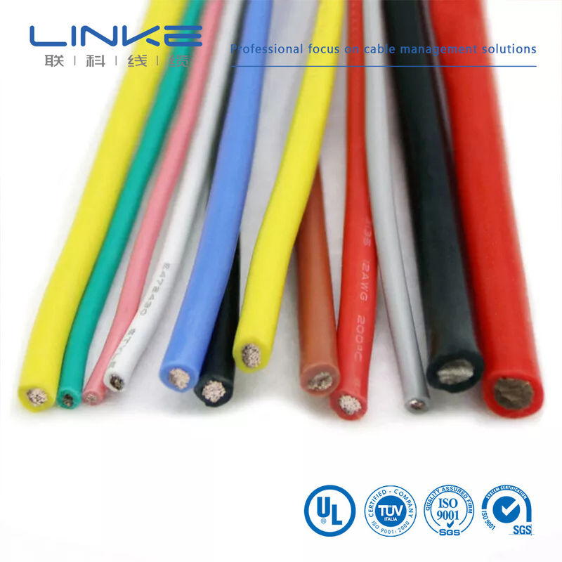 UL3135 Fil de caoutchouc de silicone 30 28 26 24 22 20 18 16 14 12 10 AWG Cable d'éclairage de lampe à LED en cuivre souple isolé