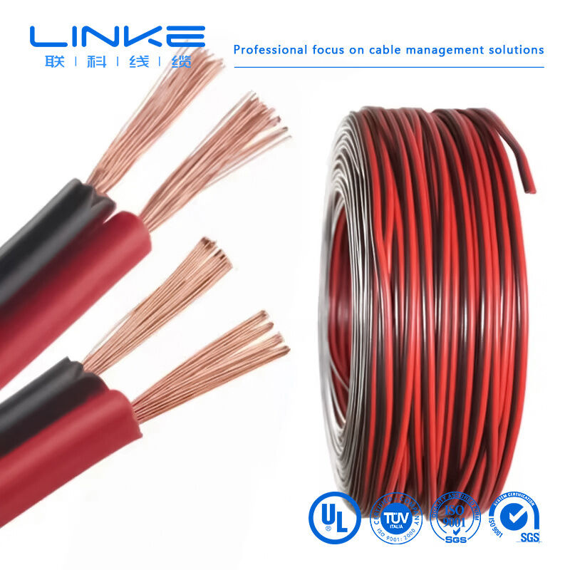 2468 VW-1 80°C 300V 22AWGx2C Fil plat UL2468 Câble haut-parleur PVC 2 conducteurs