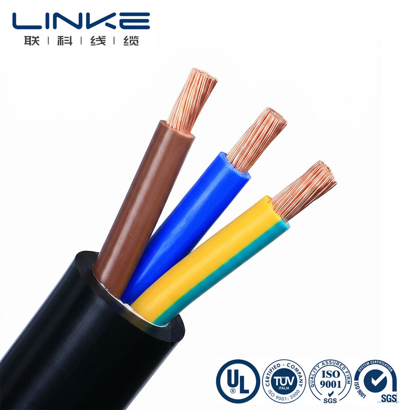 Câble d'alimentation flexible H05VV-F 3 conducteurs 6mm, conducteur en cuivre multibrins, fil électrique multiconducteur gainé PVC