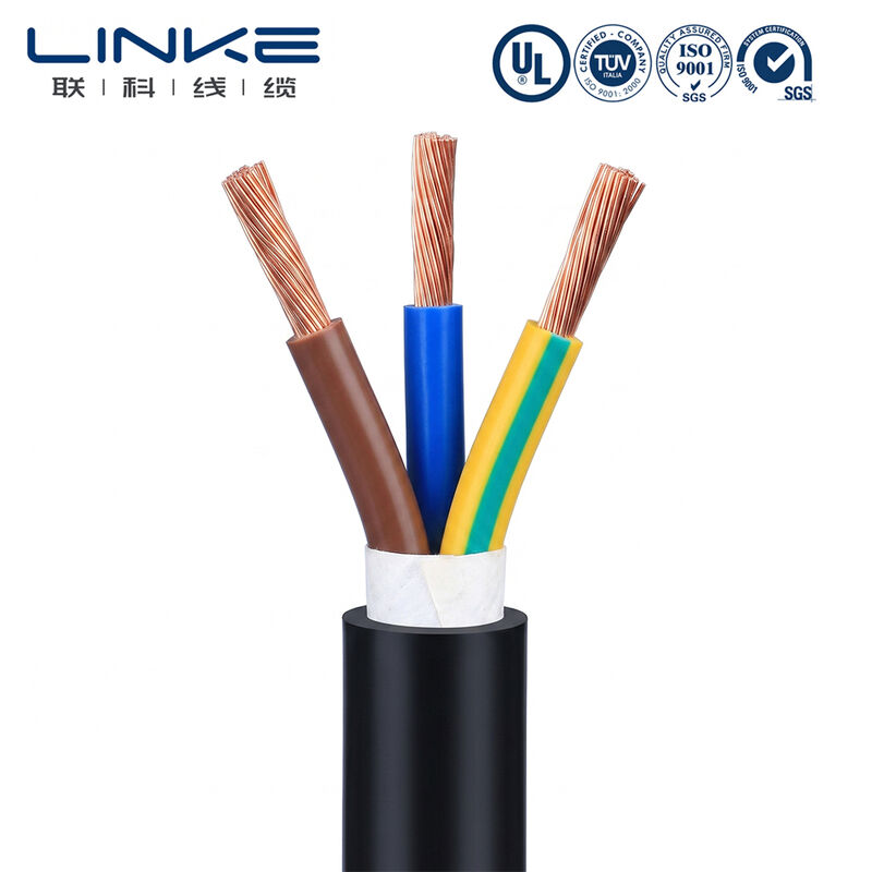 Câble d'alimentation flexible H05VV-F 3 conducteurs 6mm, conducteur en cuivre multibrins, fil électrique multiconducteur gainé PVC