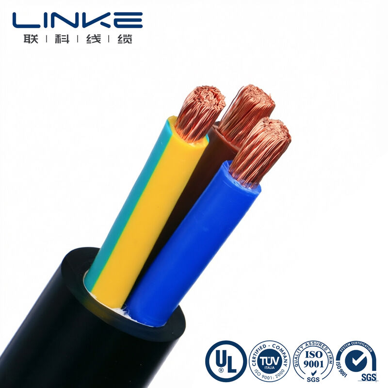 Câble d'alimentation flexible H05VV-F 3 conducteurs 6mm, conducteur en cuivre multibrins, fil électrique multiconducteur gainé PVC