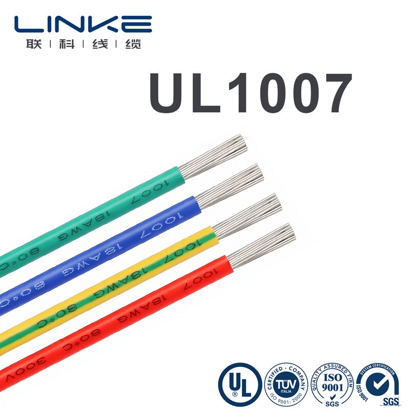 Fil de connexion électronique UL1007 avec conducteur en cuivre étamé, tension nominale de 300V et gaine en PVC personnalisable